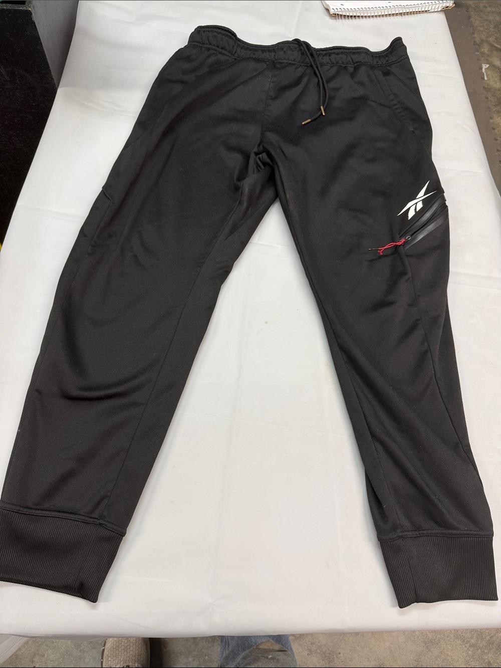Reebok Black Kids Athletic Joggers with White Logo